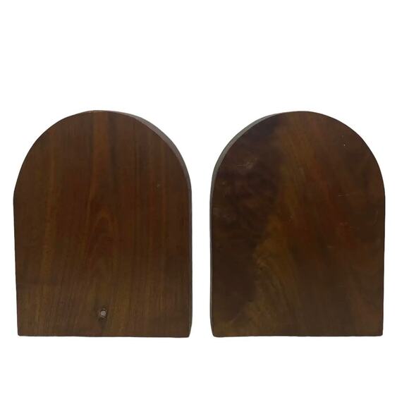 Mid 20th Century Rustic Handcrafted Mahogany Bookends With Star Motif - A Pair - Picture 3 of 13